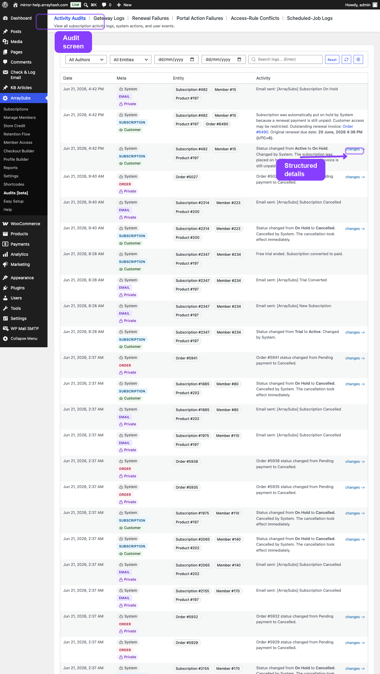 Activity Audits overview