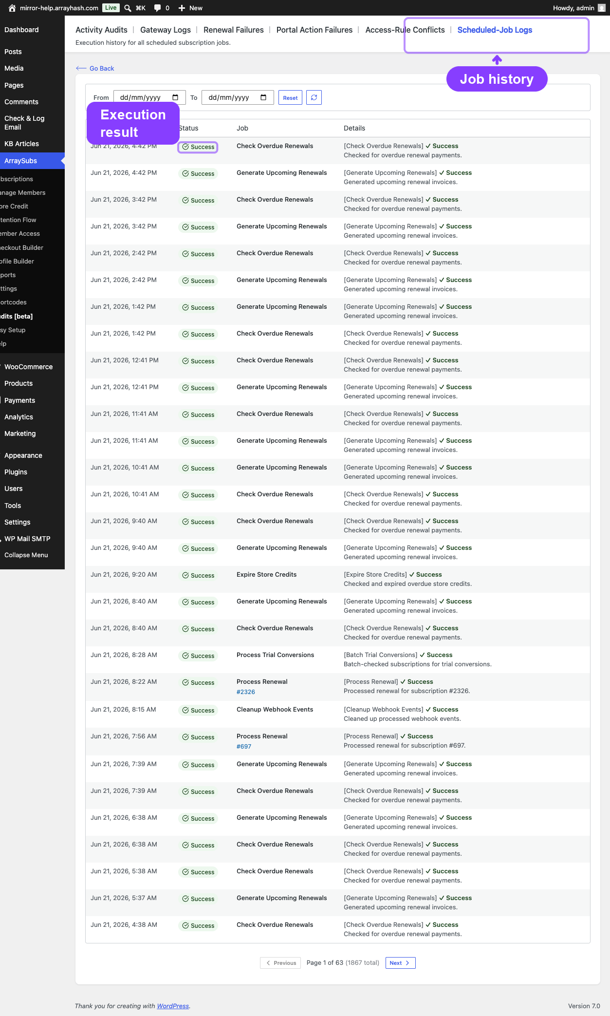 Scheduled Job Logs