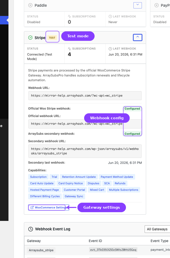 Stripe gateway expanded details