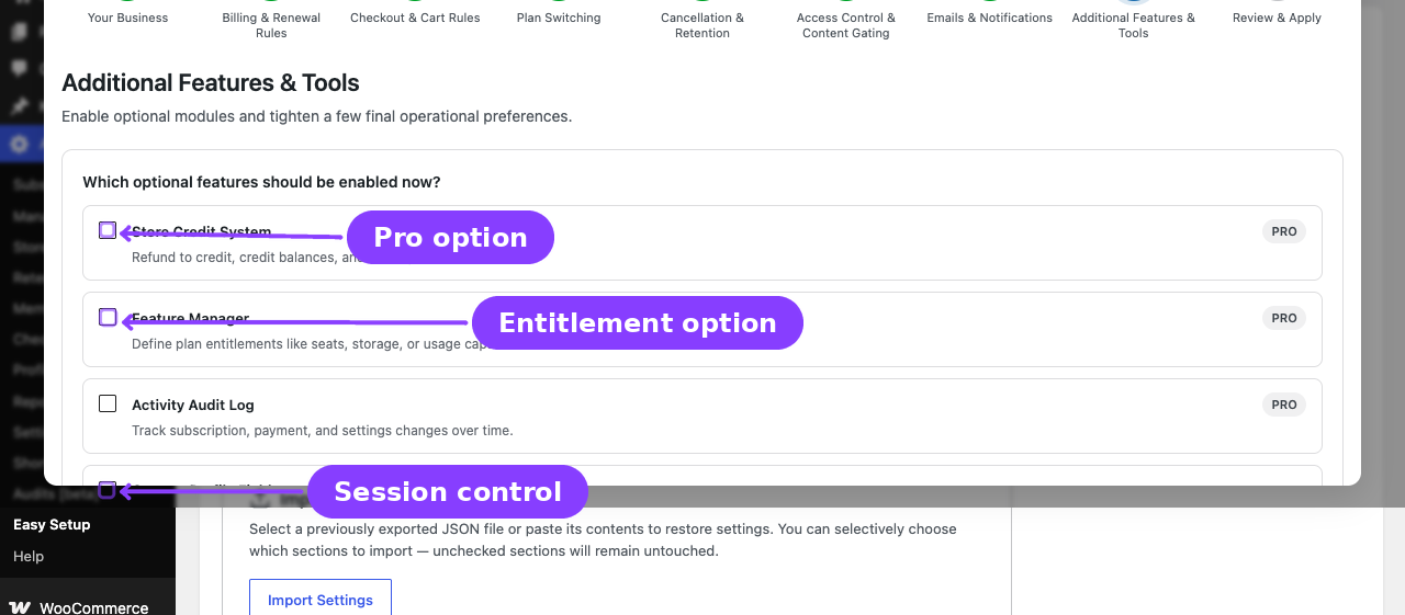 Wizard Step 8 — Additional Features