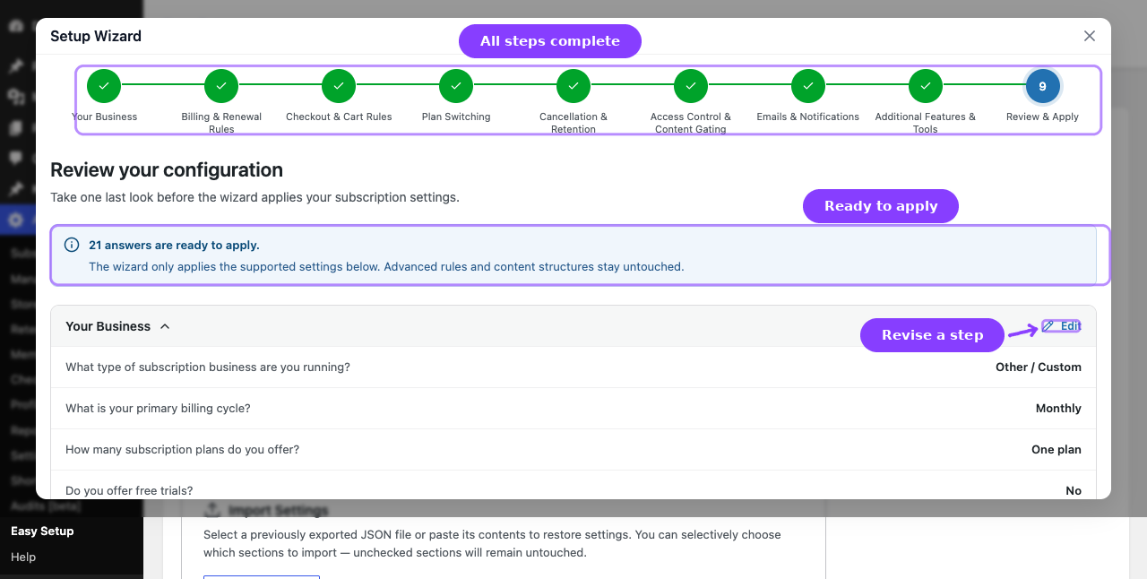 Wizard Step 9 — Review & Apply