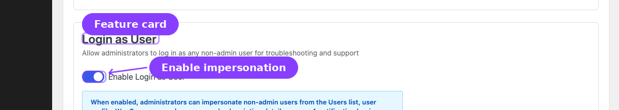 Login as User toolkit setting